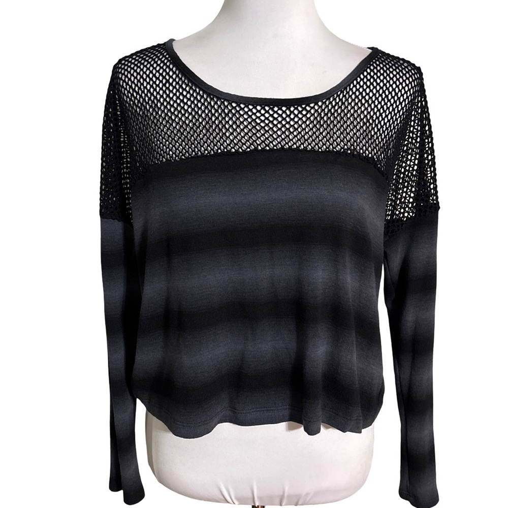 Double Zero Black Mesh Crop Top